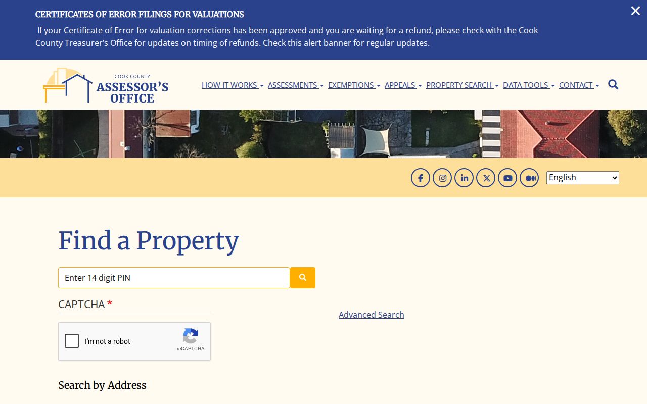 Cook County Assessor address search for Oak Park