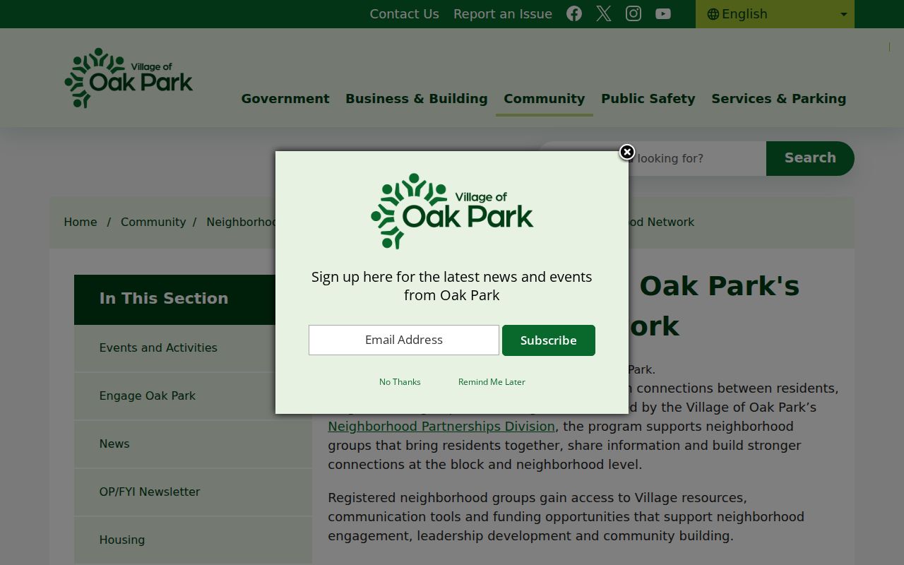 Oak Park neighbors on the Canopy Connection neighborhood map