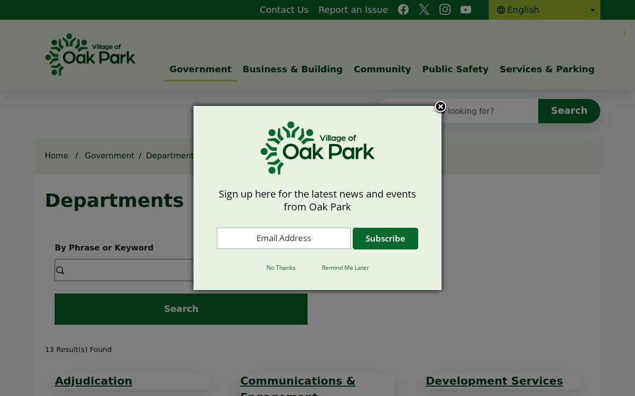 Oak Park neighbors using the Village department directory