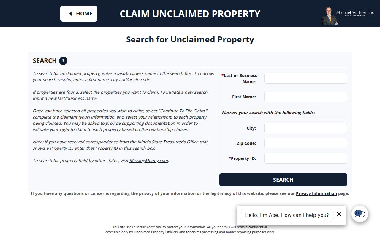 Oak Park resident lookup through Illinois unclaimed property search