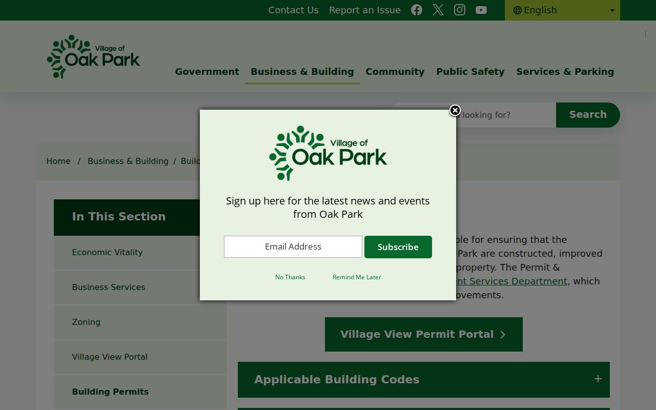 Oak Park permits and inspections source for an address-based street search